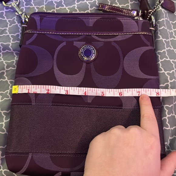 COACH Purple Jacquard Signature C Crossbody Messenger Shoulder Bag - Picture 9 of 14